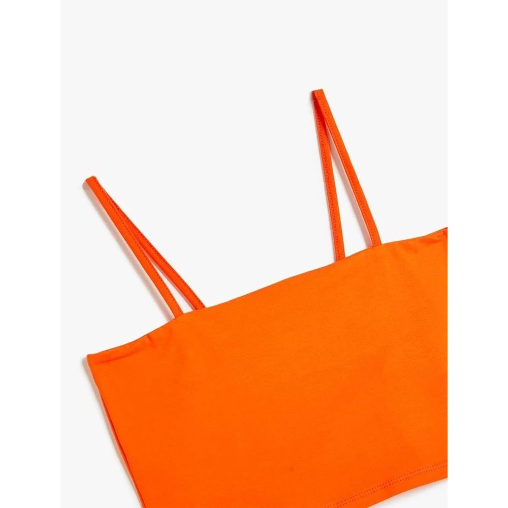 Kız Çocuk Basic Crop Atlet İnce Askılı Pamuklu - KOTON - 4SKG30114AK - TURUNCU - 7-8 YAŞ