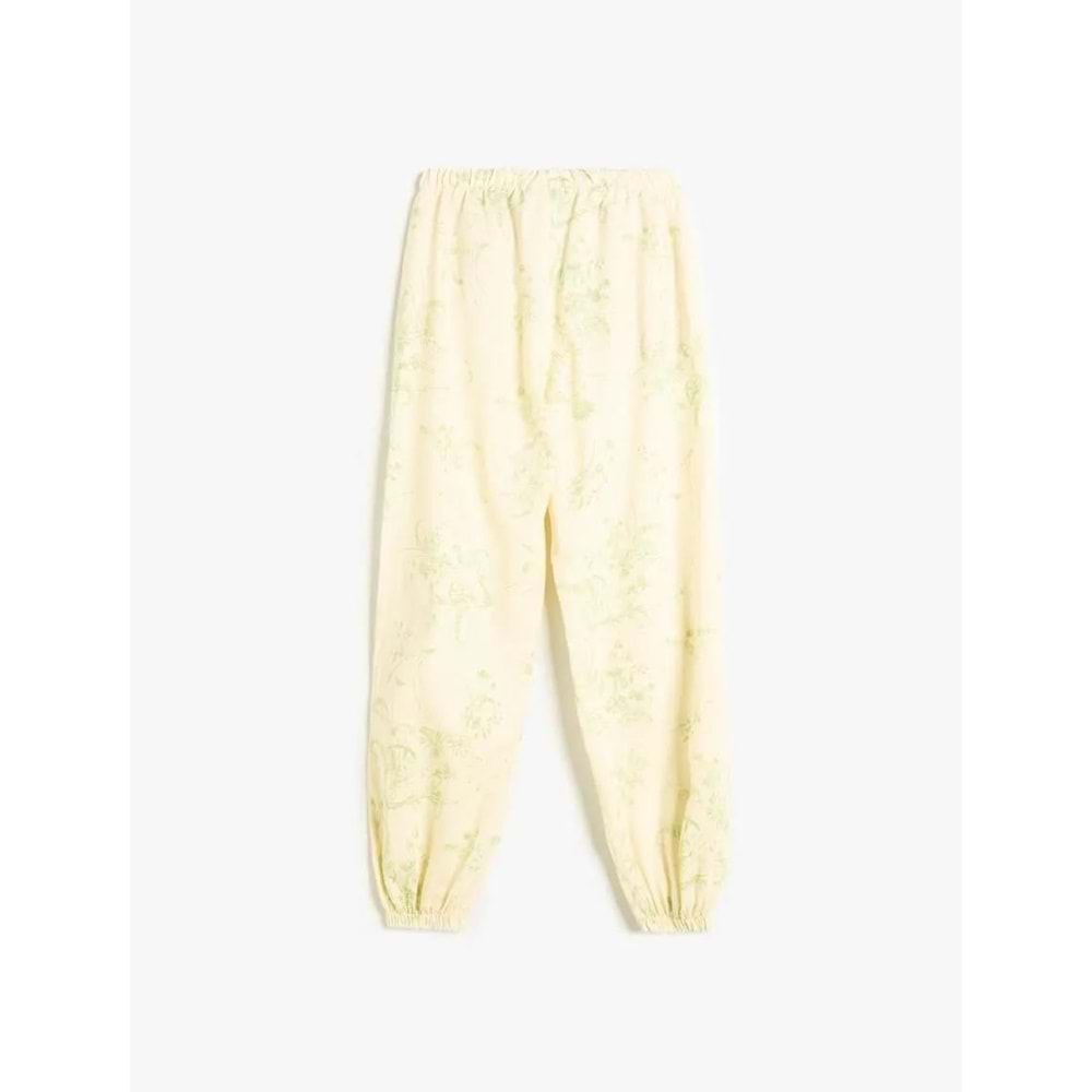 Kız Çocuk Jogger Pantolon Çiçek Desenli Beli Lastikli Cepli - KOTON - 4SKG40083AW - EKRU DESENLİ - 6-7 YAŞ