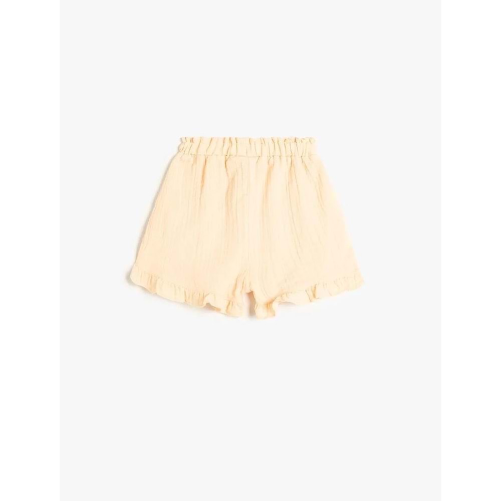 Kız Bebek Fırfırlı Şort Beli Lastikli Dokulu Pamuklu - KOTON - 4SMG40015AW - PEMBE - 24-36 AY
