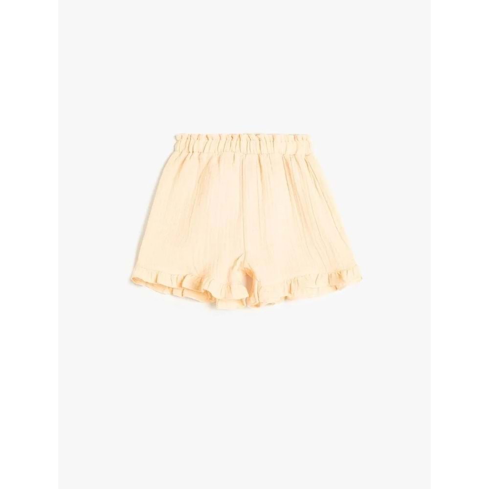 Kız Bebek Fırfırlı Şort Beli Lastikli Dokulu Pamuklu - KOTON - 4SMG40015AW - PEMBE - 24-36 AY