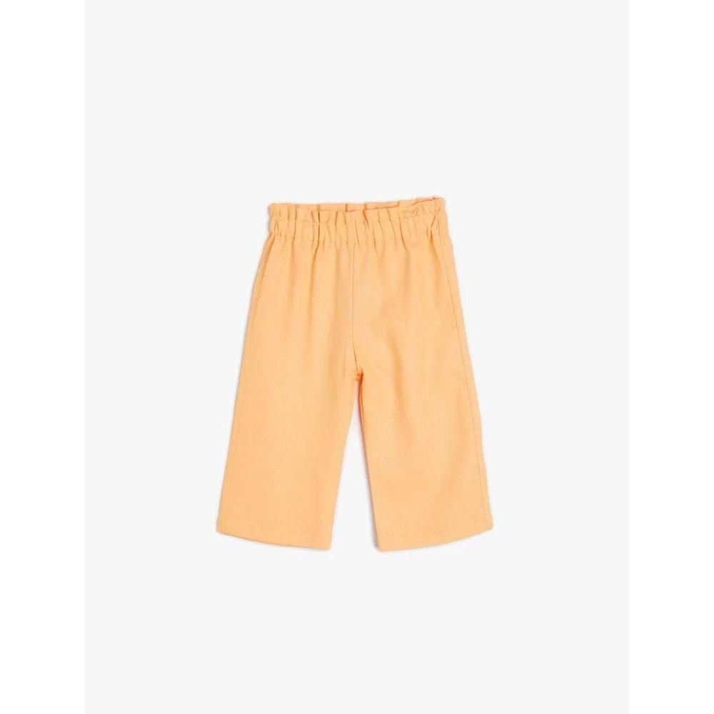 Kız Bebek Bol Paça Pantolon Beli Lastikli Dokulu - KOTON - 4SMG40011AW - TURUNCU - 4-5 YAŞ