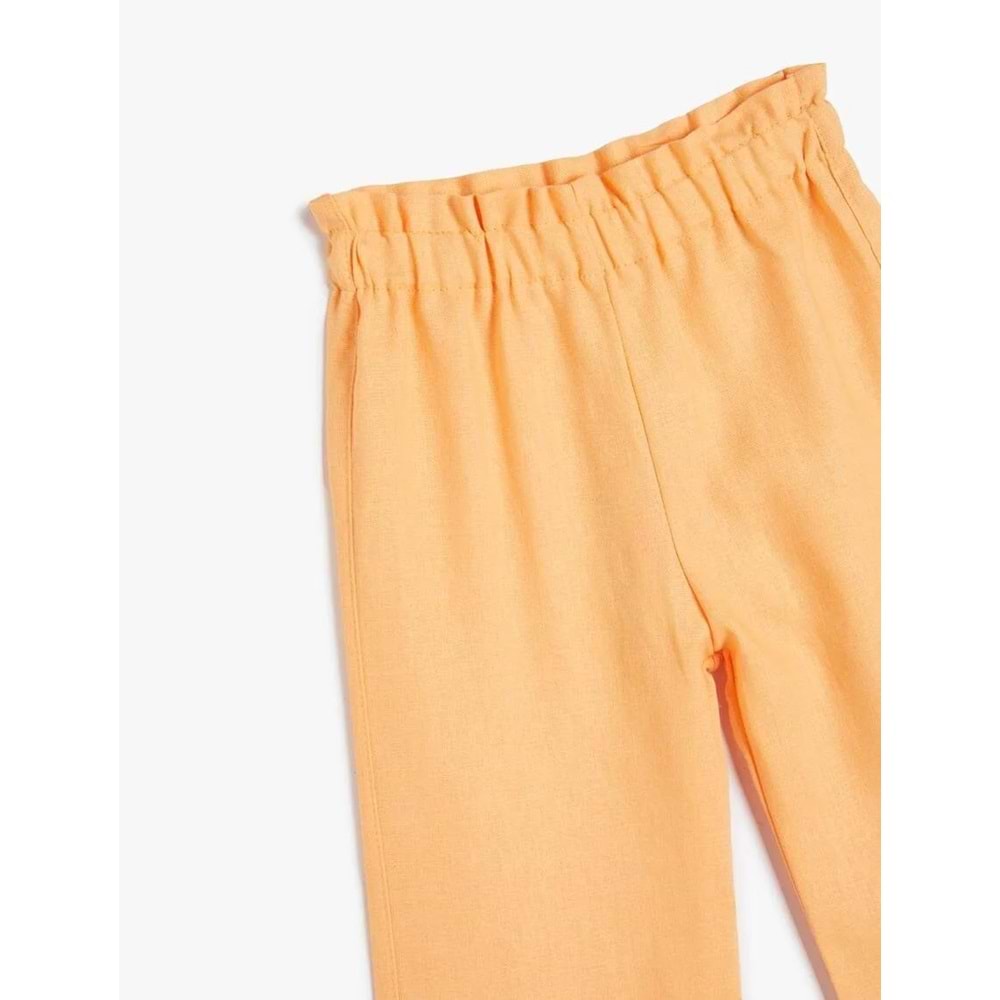 Kız Bebek Bol Paça Pantolon Beli Lastikli Dokulu - KOTON - 4SMG40011AW - TURUNCU - 4-5 YAŞ