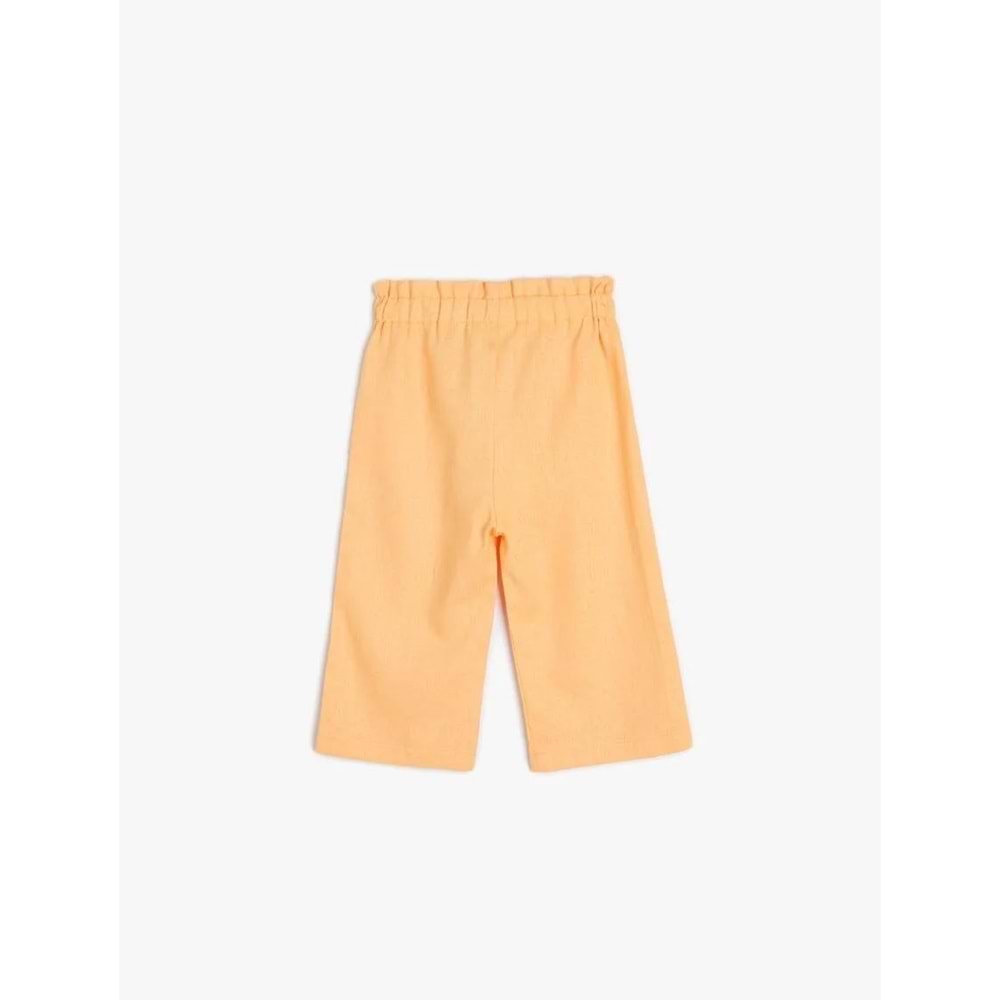 Kız Bebek Bol Paça Pantolon Beli Lastikli Dokulu - KOTON - 4SMG40011AW - TURUNCU - 4-5 YAŞ