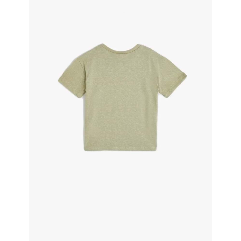 Erkek Bebek Tişört Kısa Kollu Bisiklet Yaka Baskı Detaylı Pamuklu - KOTON - 4SMB10450TK - YEŞİL - 9-12 AY