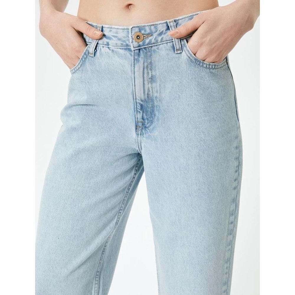 Düz Paça Kot Pantolon Yüksek Bel Cepli - Nora Longer Straight Jeans 4SAL40063MD