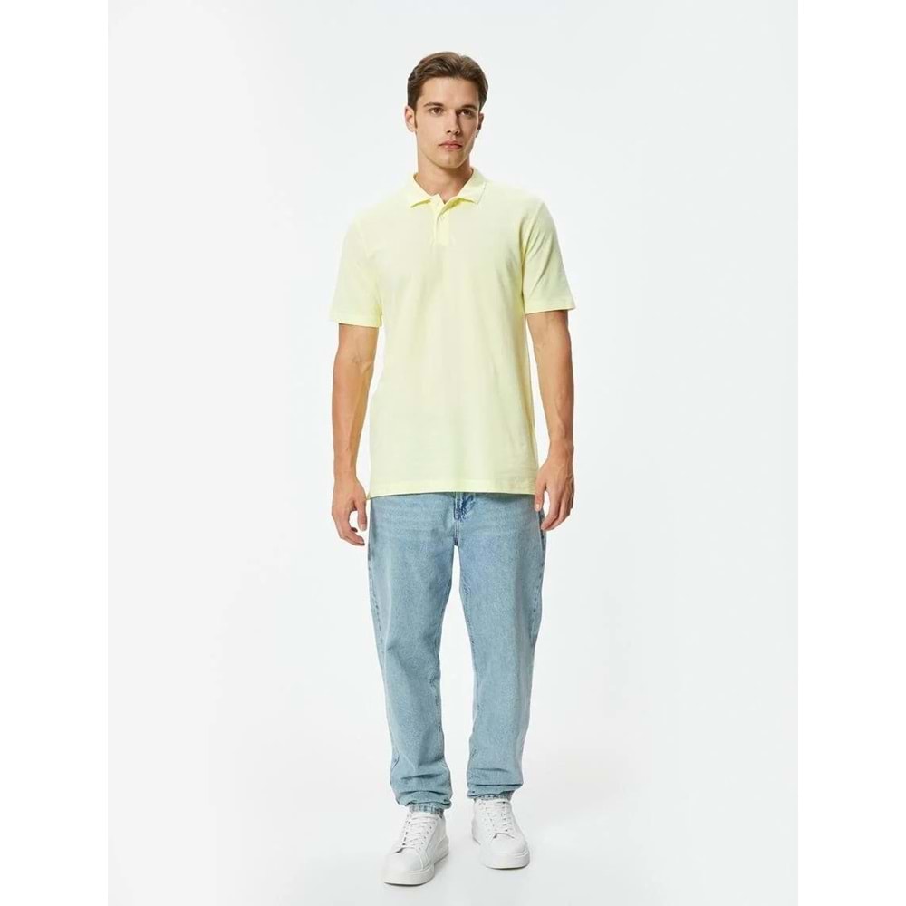 Slim Fit Tişört Polo Yaka Kısa Kollu Pamuklu - KOTON - 4SAM10278MK - SARI - XL