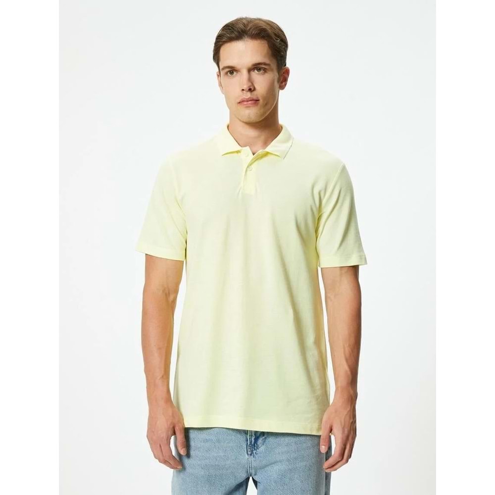 Slim Fit Tişört Polo Yaka Kısa Kollu Pamuklu - KOTON - 4SAM10278MK - SARI - XL