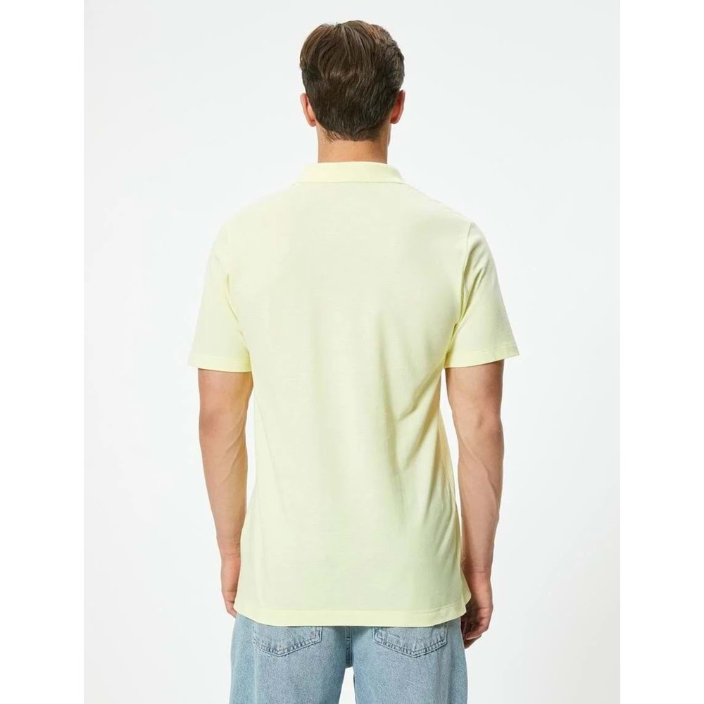 Slim Fit Tişört Polo Yaka Kısa Kollu Pamuklu - KOTON - 4SAM10278MK - SARI - XL