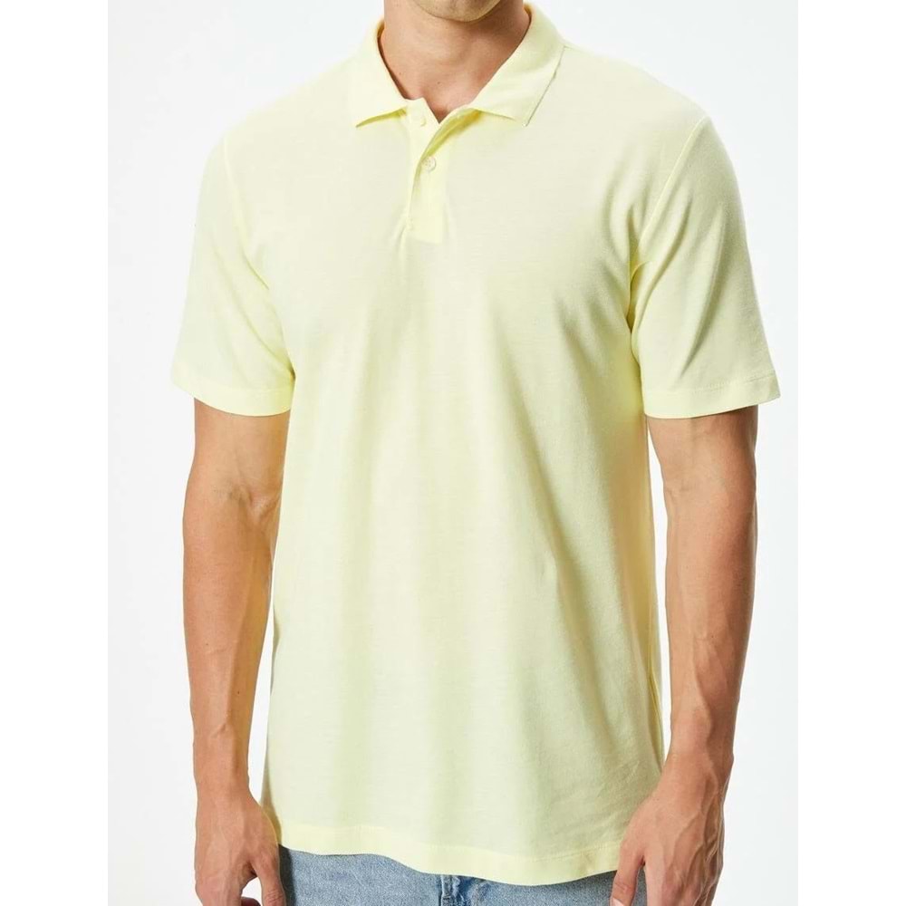 Slim Fit Tişört Polo Yaka Kısa Kollu Pamuklu - KOTON - 4SAM10278MK - SARI - XL