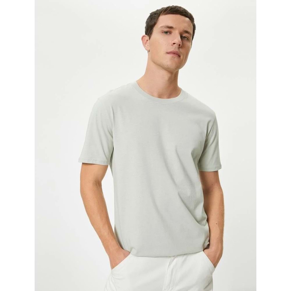 Basic Tişört Slim Fit Bisiklet Yaka Kısa Kollu - KOTON - 4SAM10842HK - YEŞİL - M