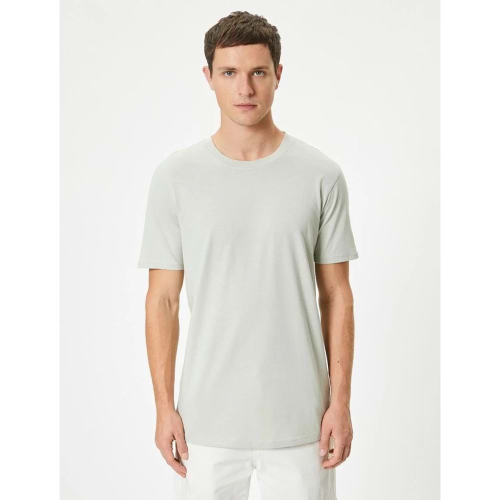 Basic Tişört Slim Fit Bisiklet Yaka Kısa Kollu - KOTON - 4SAM10842HK - YEŞİL - M