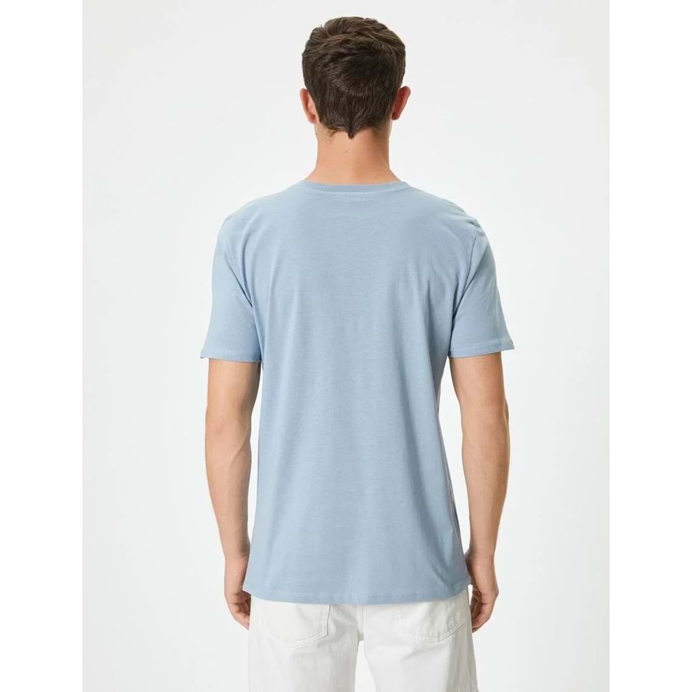 Basic Tişört Slim Fit Bisiklet Yaka Kısa Kollu - KOTON - 4SAM10842HK - MAVİ - L