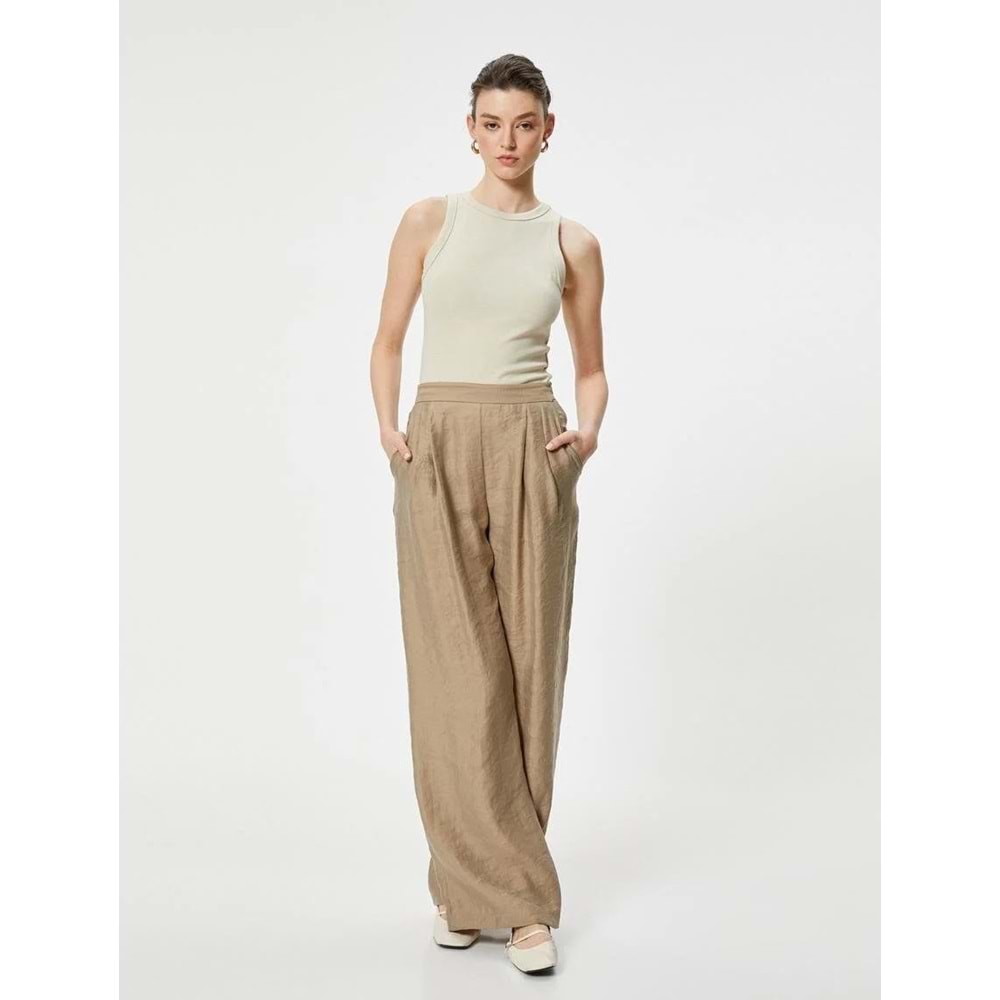 Basic Atlet Bisiklet Yaka Slim Fit - KOTON - 4SAK10062UK - BEJ - M