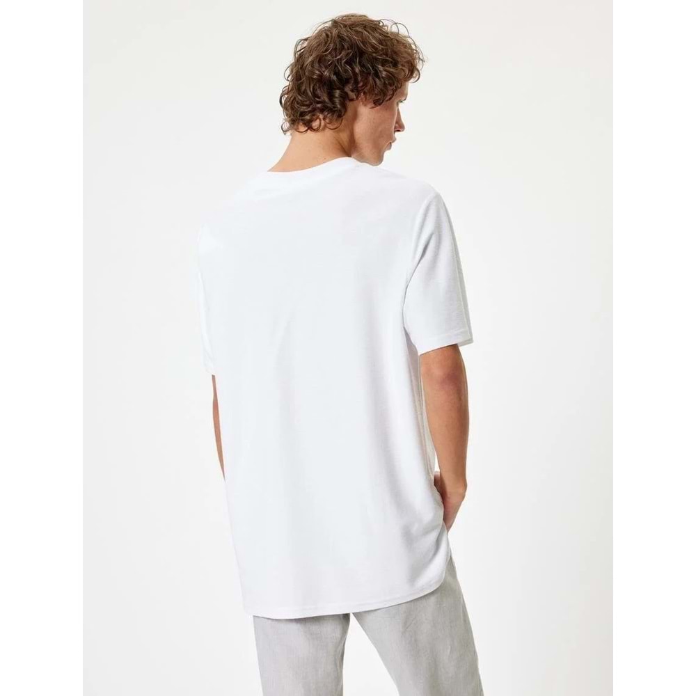 Erkek Giyim Basic Tişört Kısa Kollu Cep Detaylı Bisiklet Yaka Pamuklu - KOTON - 5WAM10050HK - BEYAZ - L