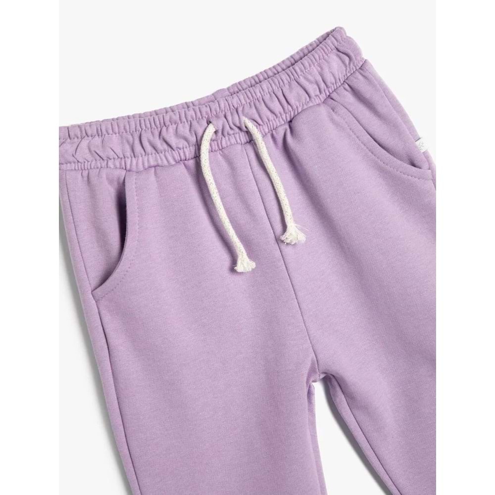Kız Bebek Giyim Basic Jogger Eşofman Altı Beli Lastikli Pamuklu - KOTON - 5WMG40039AK - LİLA - 9-12 AY