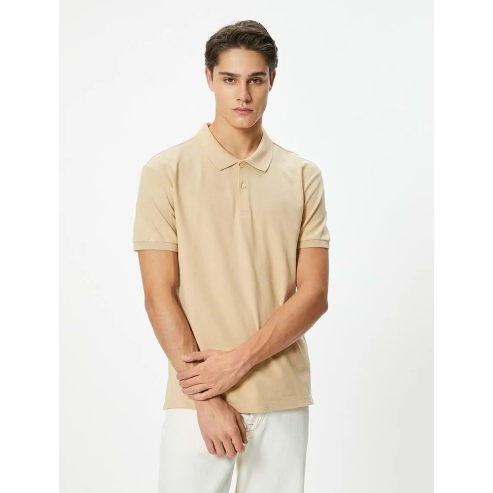 Polo Yaka Tişört - KOTON - 4SAM10098MK - BEJ - M