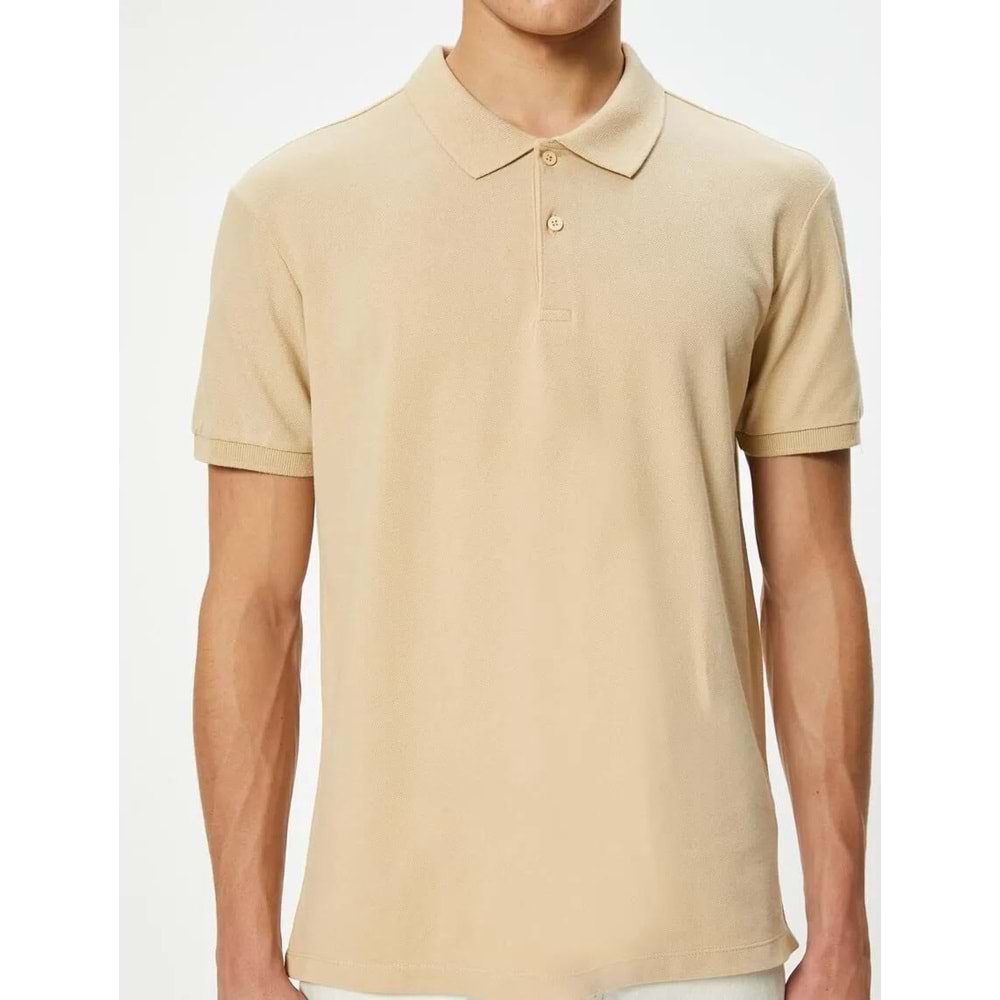Polo Yaka Tişört - KOTON - 4SAM10098MK - BEJ - XXL