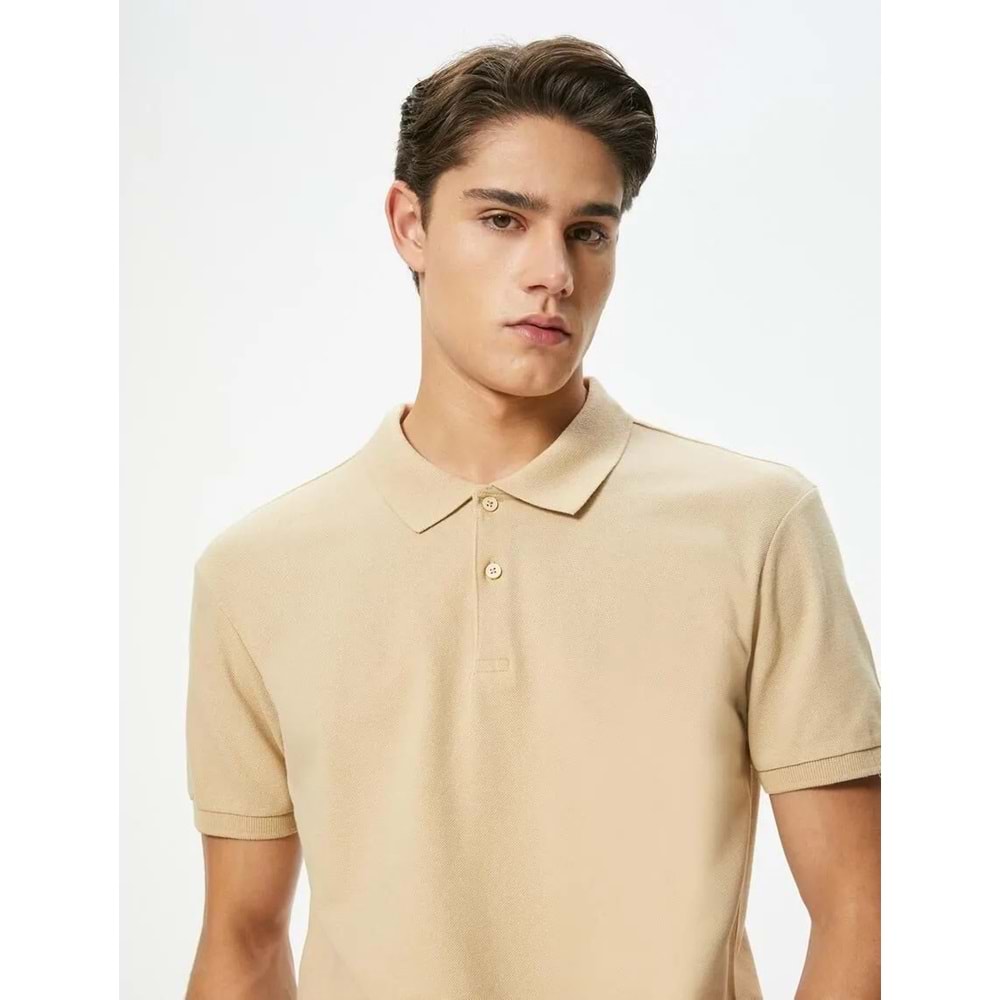 Polo Yaka Tişört - KOTON - 4SAM10098MK - BEJ - XXL