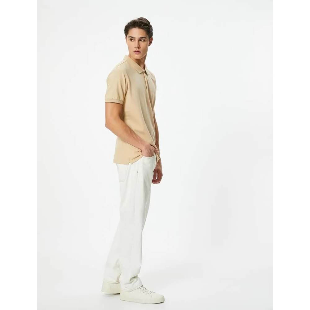 Polo Yaka Tişört - KOTON - 4SAM10098MK - BEJ - XXL