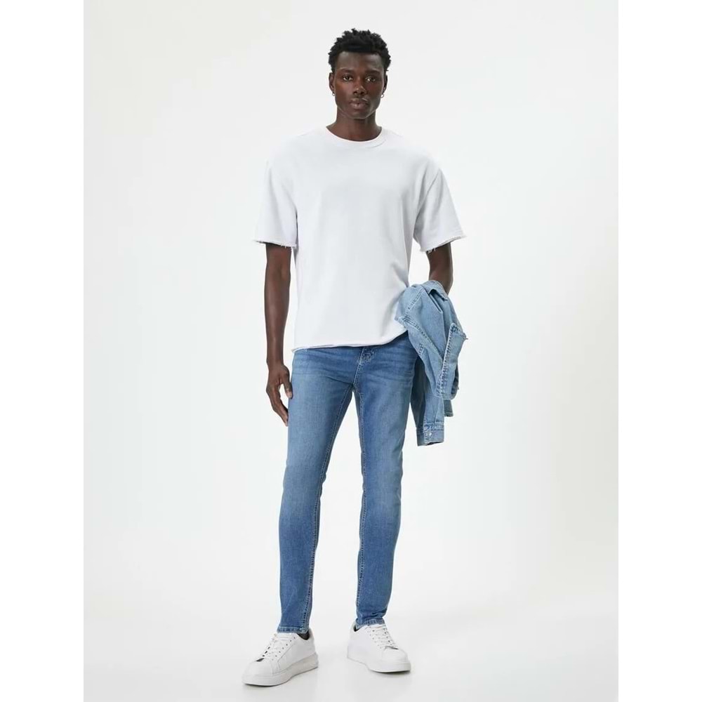 Skinny Fit Kot Pantolon - Michael Jean - KOTON - 4SAM40108ND - AÇIK İNDİGO - 32/32
