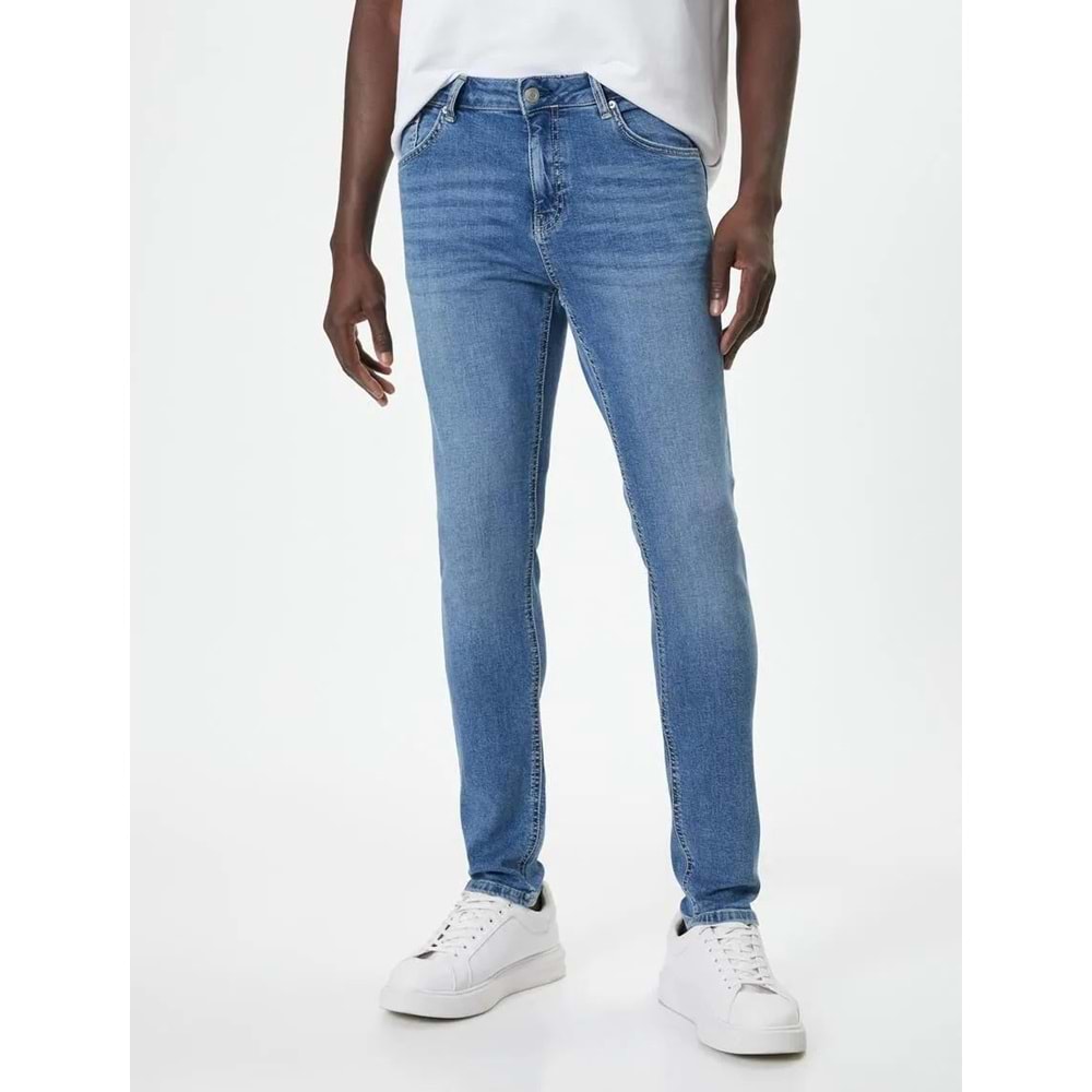 Skinny Fit Kot Pantolon - Michael Jean - KOTON - 4SAM40108ND - AÇIK İNDİGO - 32/32