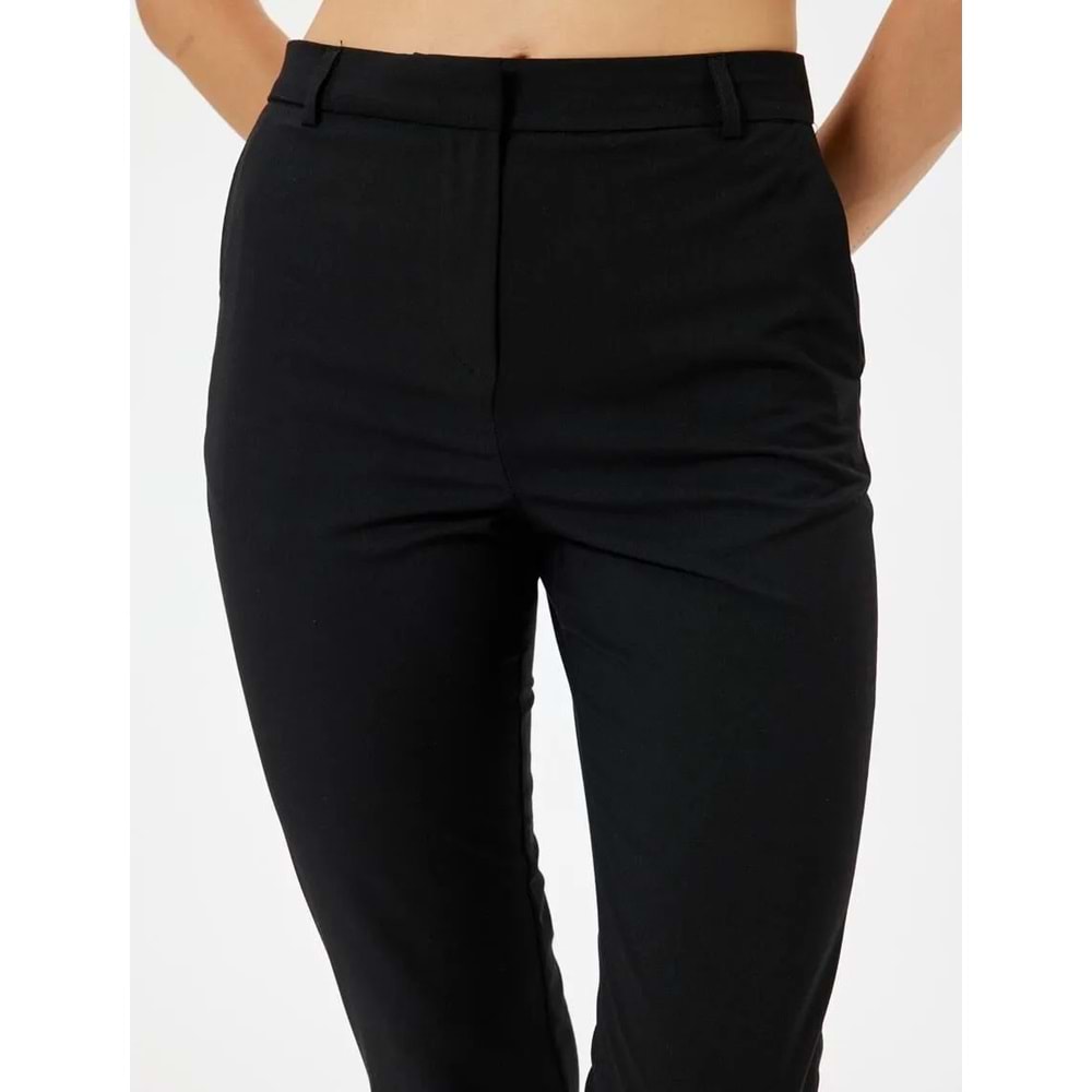 Crop Paça Cigarette Pantolon Regular Fit - KOTON - 5WAK40032UW - SİYAH - 34