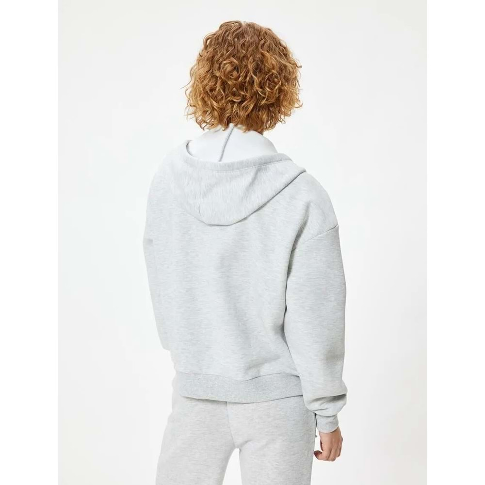 Kapüşonlu Fermuarlı Oversize Sweatshirt Kanguru Cepli 5WAL10012IK