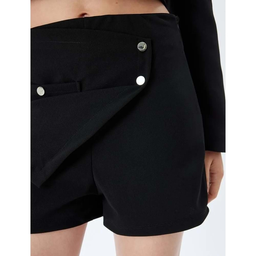 Mini Şort Etek Çıtçıt Düğme Detaylı Cepli Slim Fit