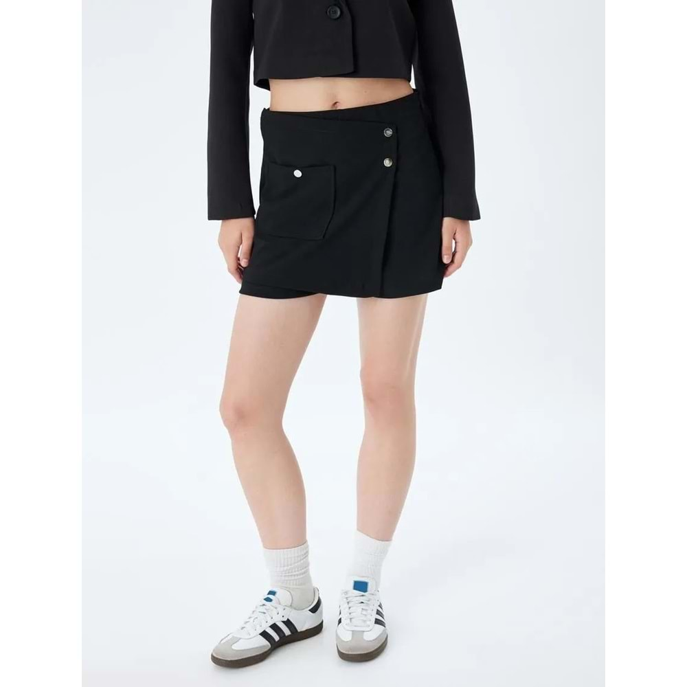 Mini Şort Etek Çıtçıt Düğme Detaylı Cepli Slim Fit