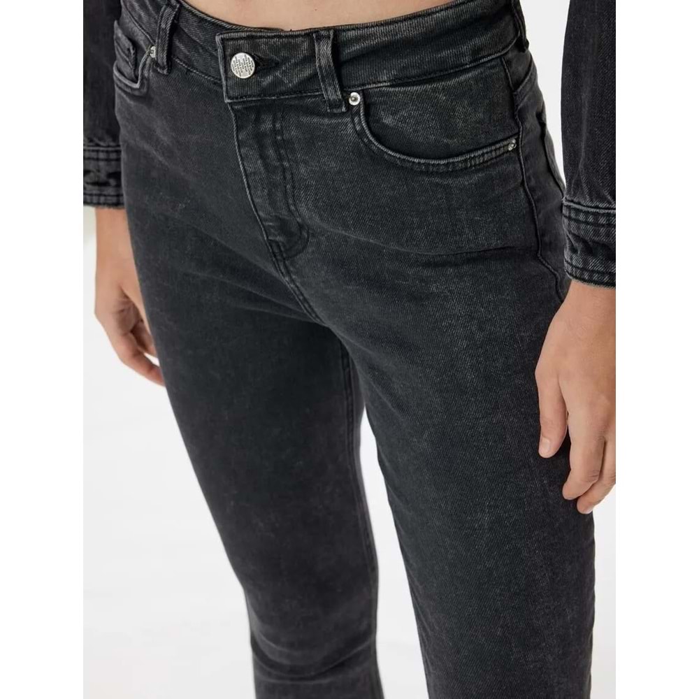Yüksek Bel Kot Pantolon Skinny Fit Düğmeli - Carmen Jeans - KOTON - 5WAL40058MD - SİYAH - 31/32