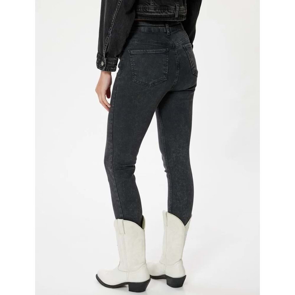 Yüksek Bel Kot Pantolon Skinny Fit Düğmeli - Carmen Jeans - KOTON - 5WAL40058MD - SİYAH - 31/32