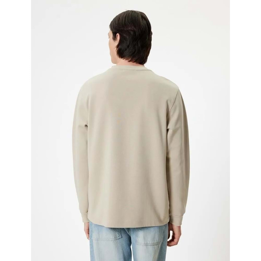 Bisiklet Yaka Sweatshirt Basic Uzun Kollu Pamuklu