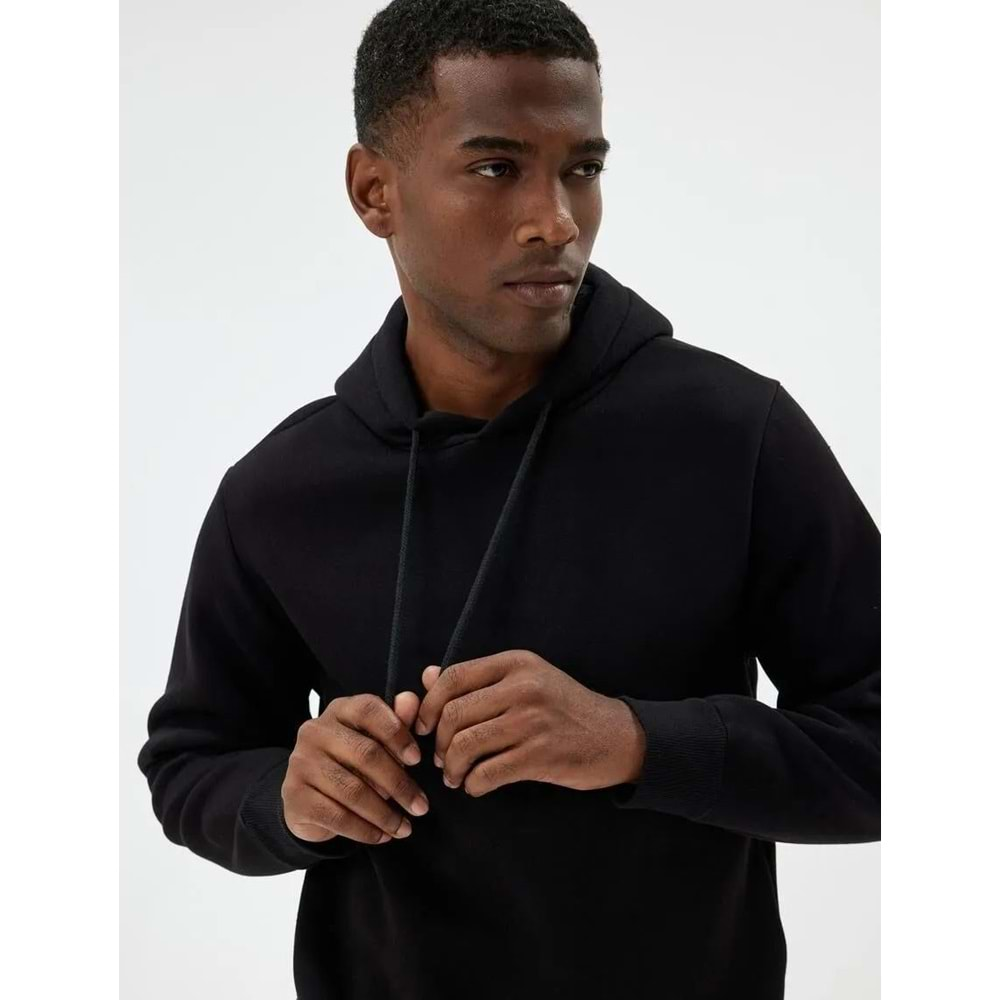 Kapşonlu Sweatshirt Basic Pamuk Karışımlı 5WAM70001MK