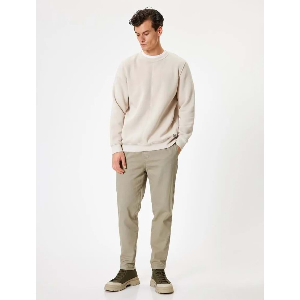 Gabardin Pantolon Beli Bağcıklı Cep Detaylı Pamuklu - KOTON - 5WAM40008HW - HAKİ - 42