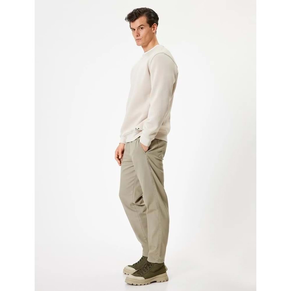 Gabardin Pantolon Beli Bağcıklı Cep Detaylı Pamuklu - KOTON - 5WAM40008HW - HAKİ - 42