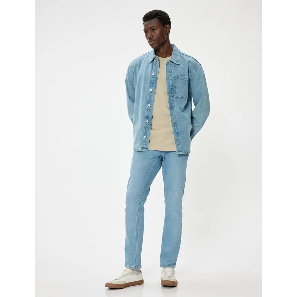 Slim Fit Kot Pantolon - Brad Jean - KOTON - 5WAM40004ND - AÇIK İNDİGO - 32/32