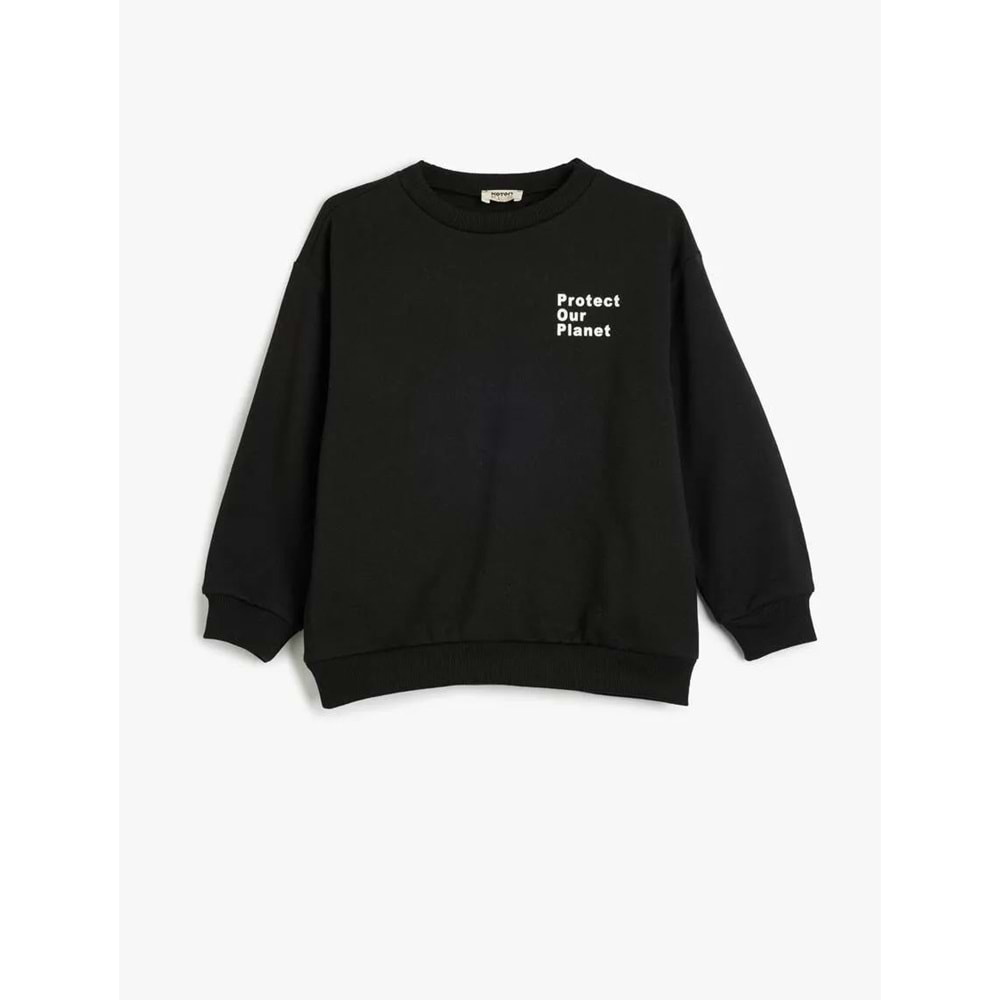 Erkek Çocuk Sweatshirt Slogan Baskılı Uzun Kollu Bisiklet Yaka 5WKB10254TK