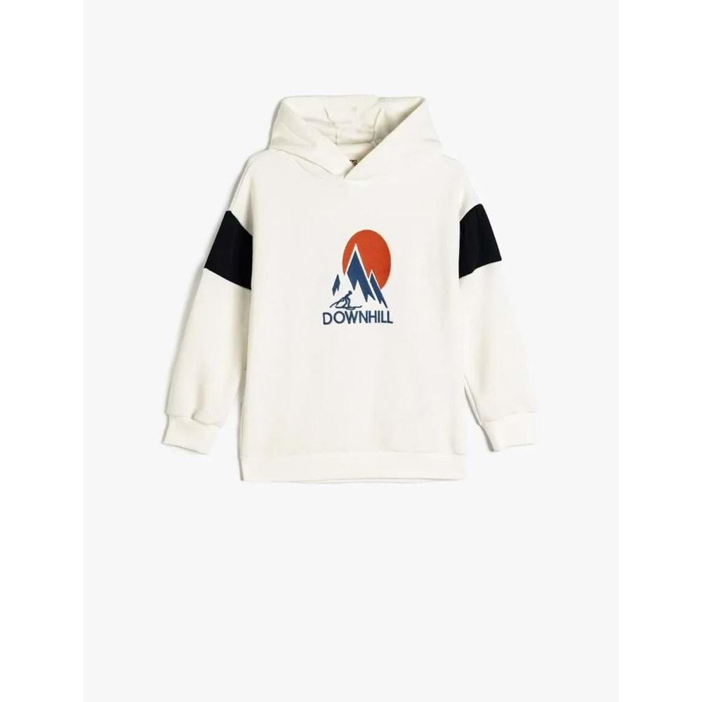 Erkek Çocuk Kapşonlu Sweatshirt - KOTON - 5WKB10211TK - EKRU - 6-7 YAŞ