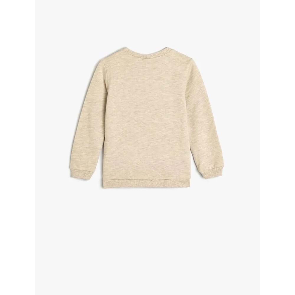 Erkek Bebek Sweatshirt Aslan Baskılı Uzun Kollu Şardonlu Pamuklu - KOTON - 5WMB10181TK - BEJ - 24-36 AY