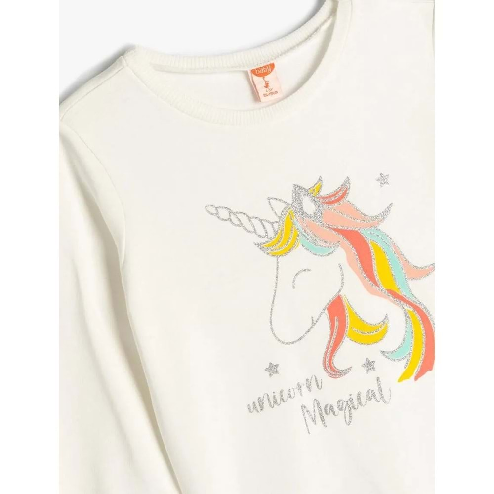 Kız Bebek Sweatshirt Unicorn Baskılı Uzun Kollu 5WMG10109AK