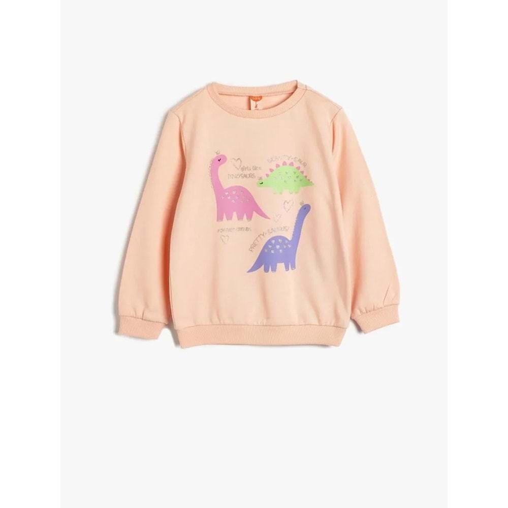 Kız Bebek Dinozorlu Sweatshirt Bisiklet Yaka 5WMG10101AK