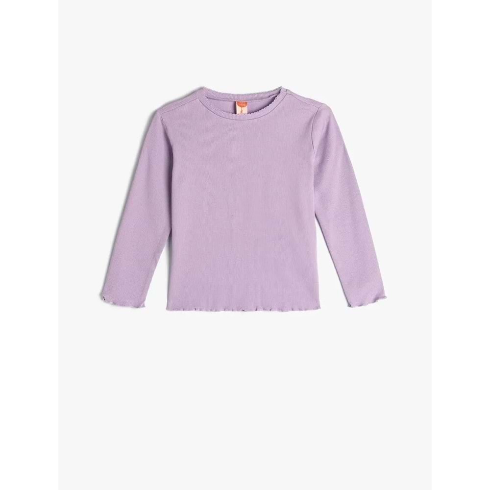 Kız Bebek Basic Tişört Uzun Kollu Bisiklet Yaka - KOTON - 5WMG10005AK - LİLA - 12-18 AY