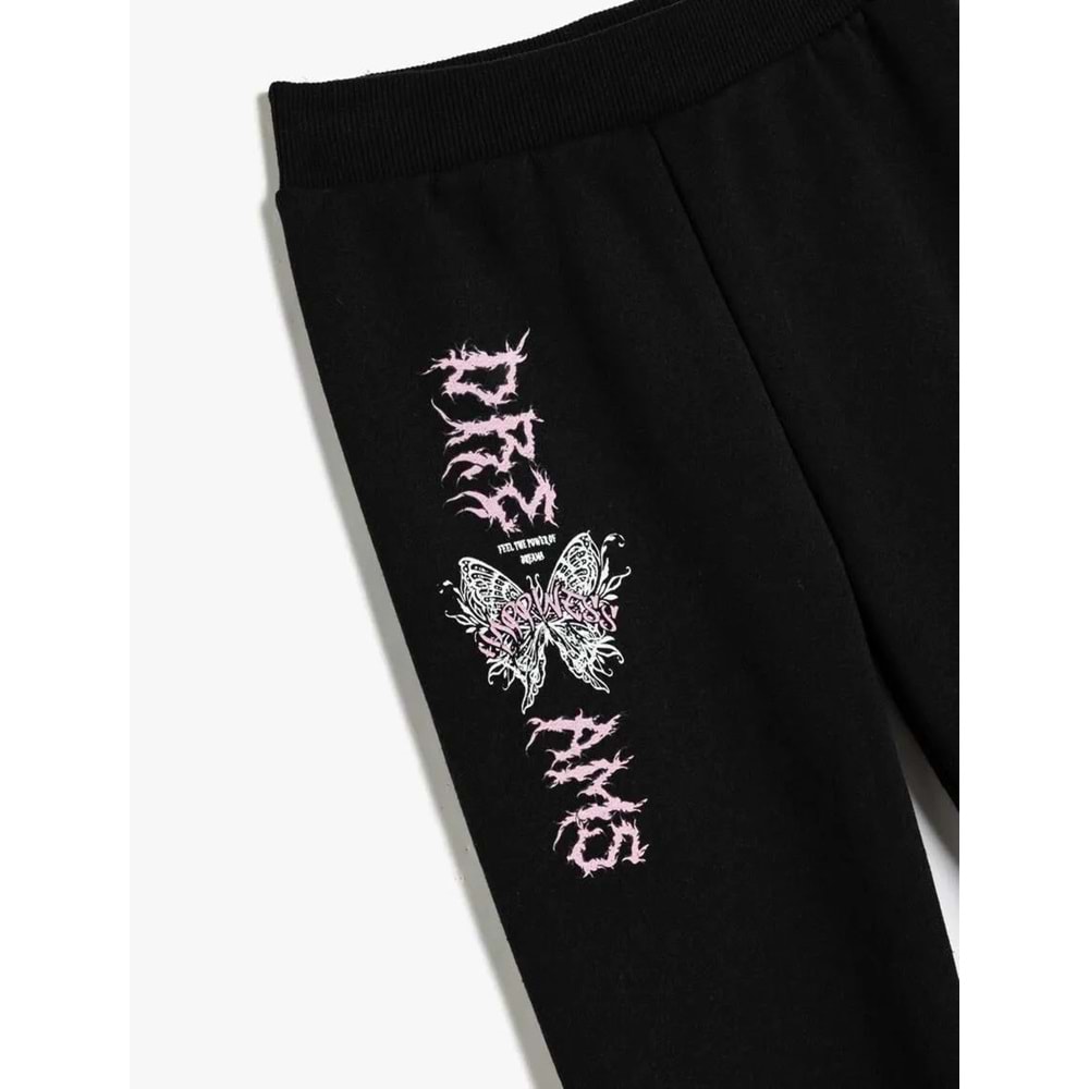 Kız Çocuk Jogger Eşofman Altı Kelebek Baskılı Beli Lastikli - 5WKG40103AK - 4-5 YAŞ