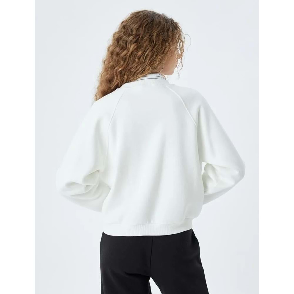 Basic Sweatshirt Bisiklet Yaka - KOTON - 5WAL10192IK - EKRU - S