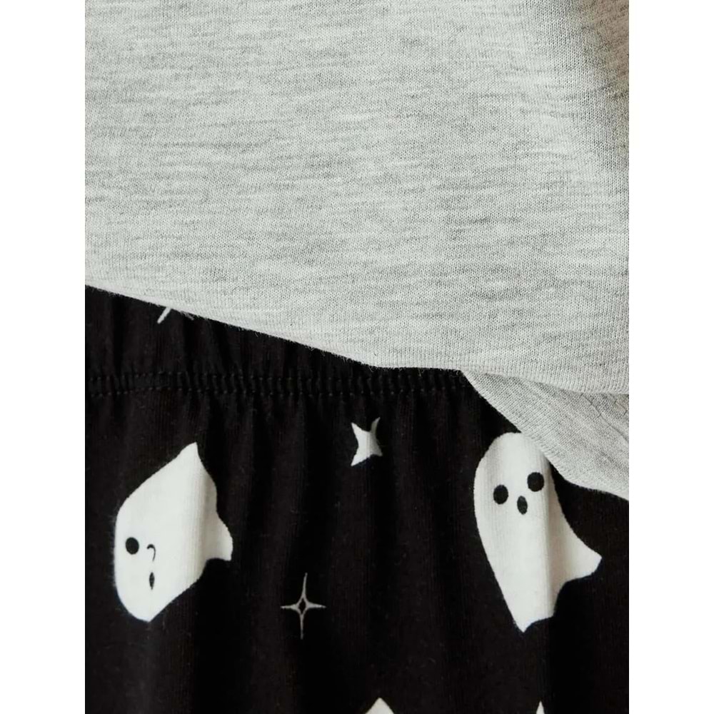 Pijama Takımı Baskılı Kısa Kollu Tişört ve Alt - 5WLK40037MK - S - ST00007448-417945