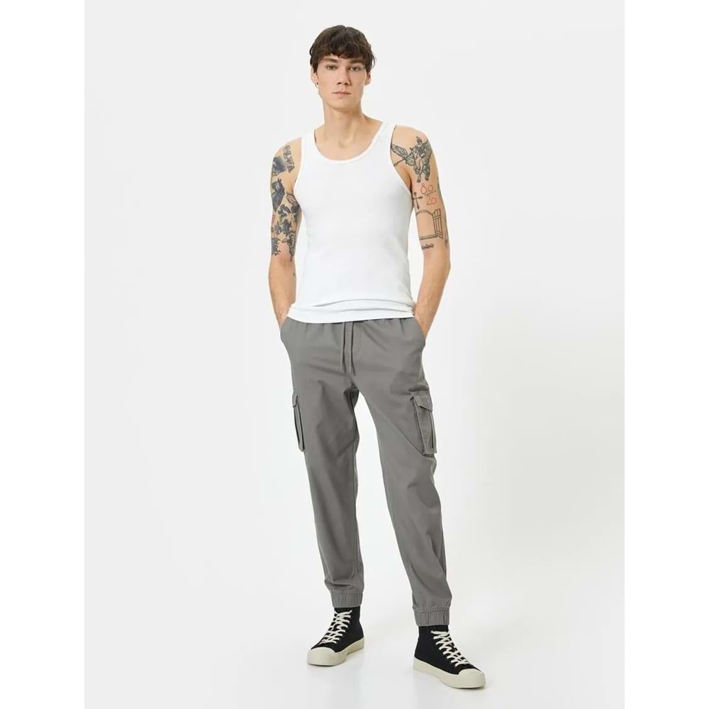 Kargo Cepli Pantolon Jogger - KOTON - 4SAM40089HW - GRİ - 42