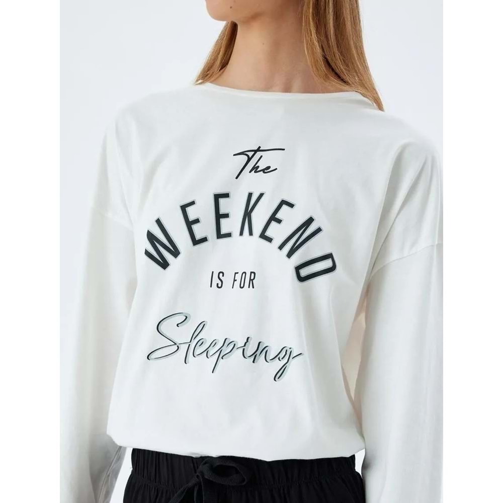 Pijama Takımı Baskılı Uzun Kollu - 5WLK40063MK - XS - ST00007480-418192