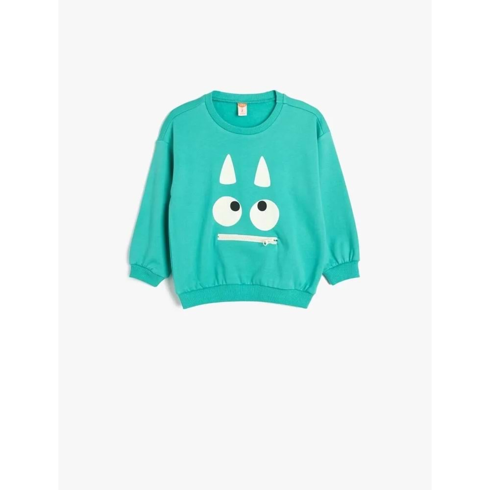 Erkek Bebek Sweatshirt Canavar Baskılı 5WMB10197TK