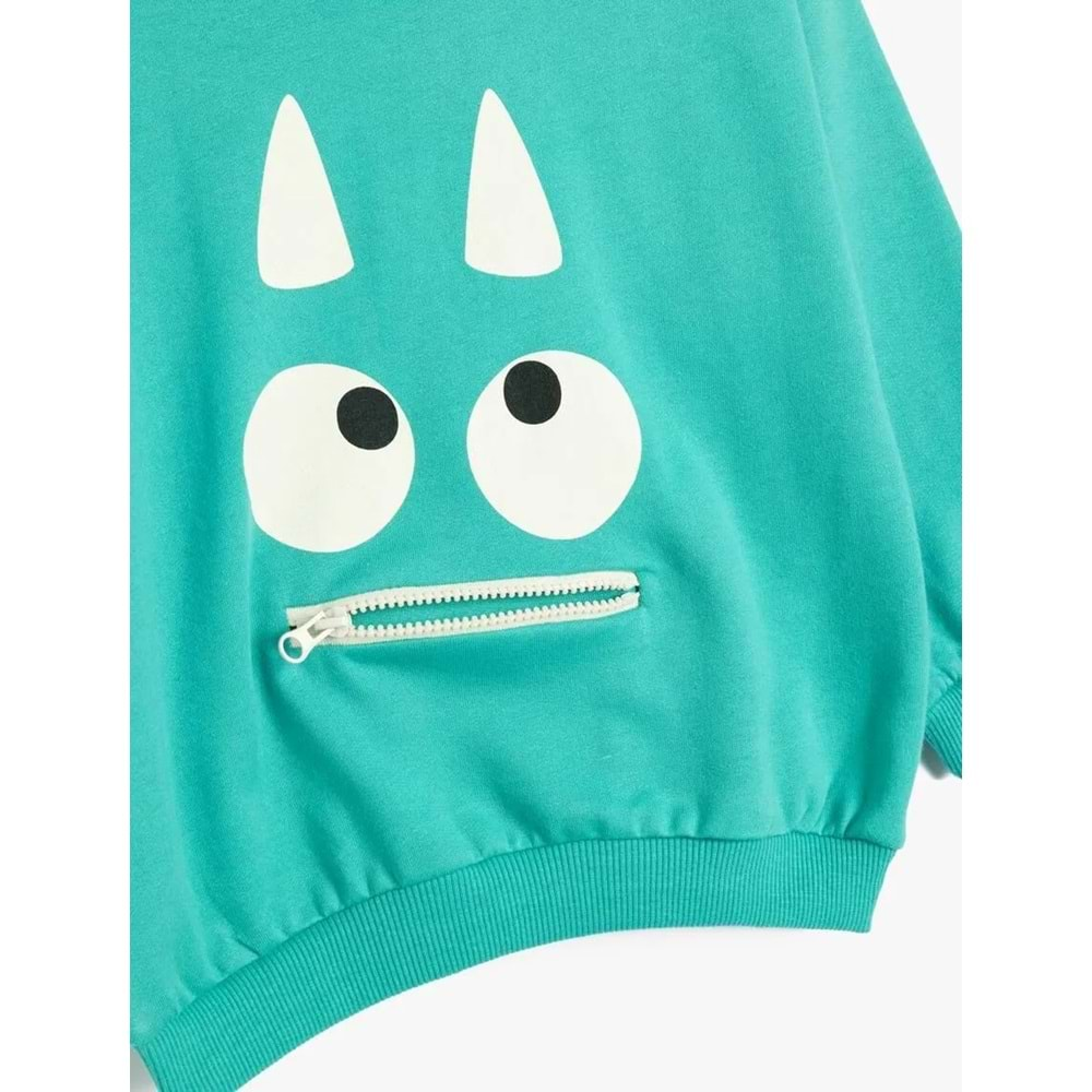 Erkek Bebek Sweatshirt Canavar Baskılı 5WMB10197TK