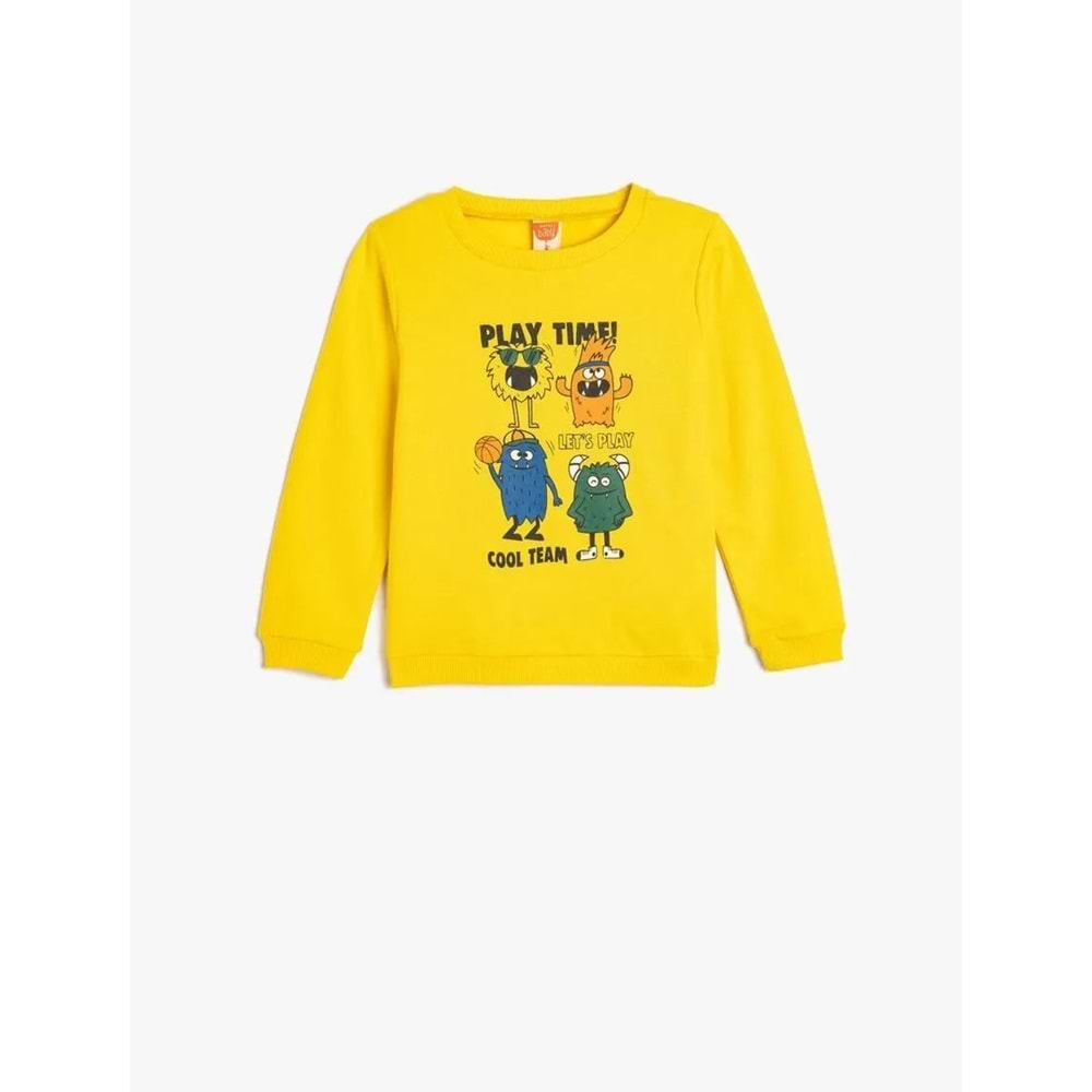 Erkek Bebek Sweatshirt Canavar Baskılı 5WMB10168TK